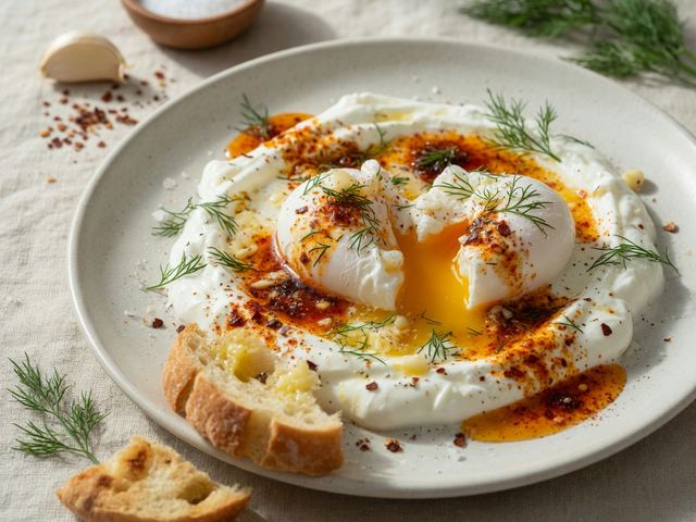 Turkish Eggs with Garlicky Yogurt and Spiced Butter