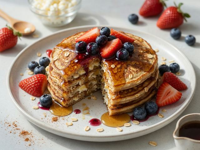 Viral Cottage Cheese Protein Pancakes with Maple Berries