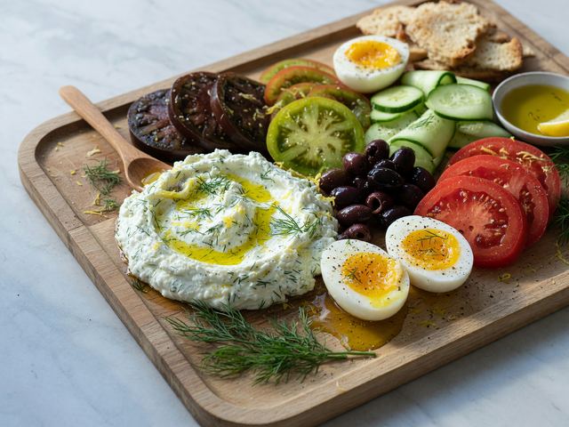 Whipped Feta Heirloom Tomato Breakfast Boards