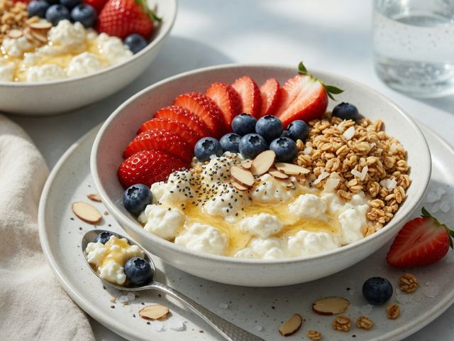 Whipped Honey Cottage Cheese Berry Bowls