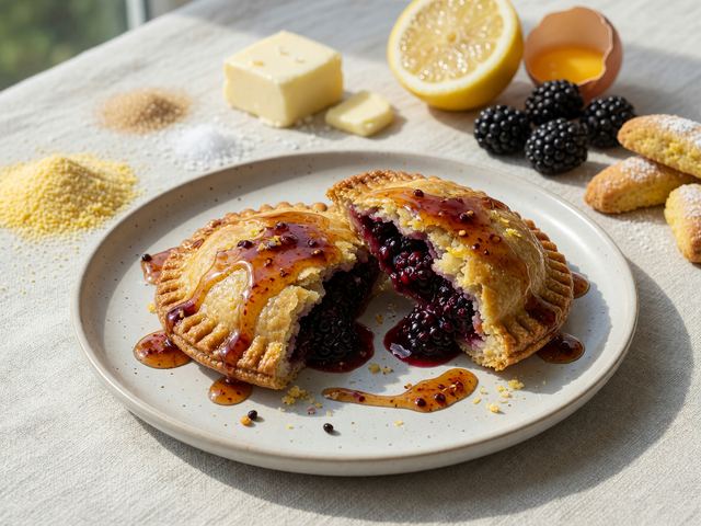 Air-Fryer Blackberry Cornmeal Hand Pies with Hot Honey Glaze
