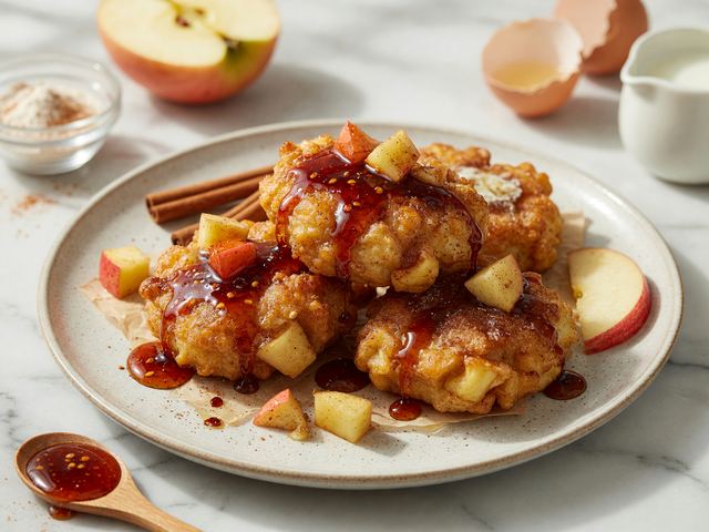 Air-Fryer Cinnamon Apple Fritters with Hot Honey