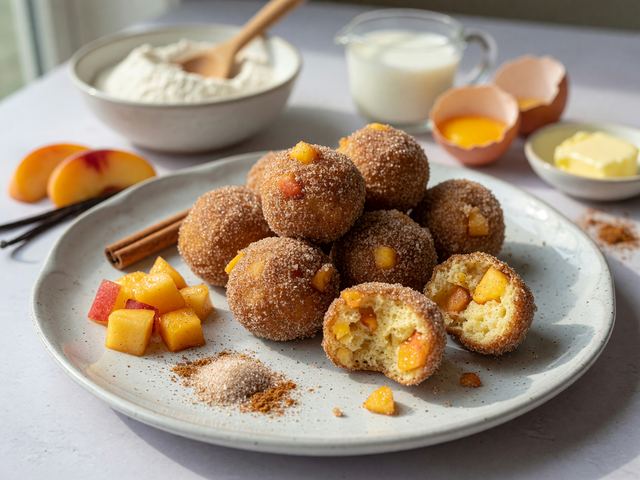 Air-Fryer Cinnamon-Sugar Peach Donut Holes