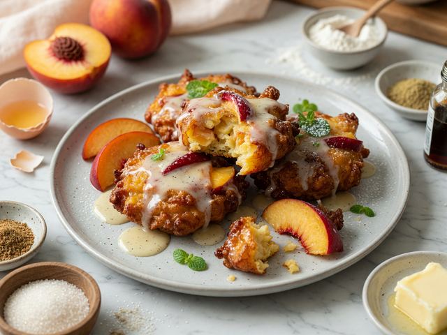 Air-Fryer Nectarine Fritters with Vanilla Glaze