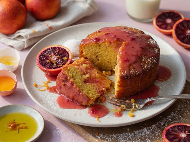 Blood Orange Olive Oil Cake with Citrus Glaze