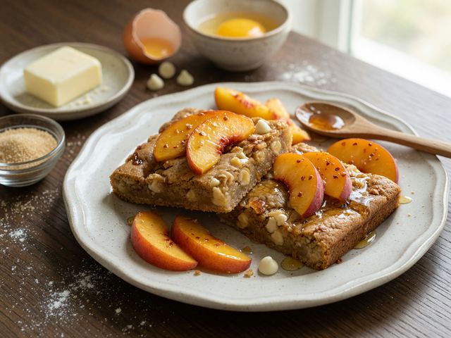 Brown-Butter Hot Honey Cookie Bars with Peaches