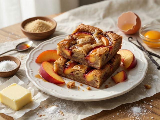 Brown-Butter Nectarine Blondie Bars