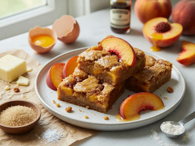 Brown-Butter Peach Blondie Bars