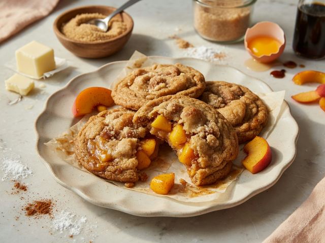brown butter peach cobbler cookies