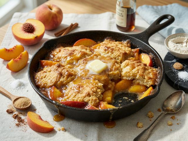 Brown-Butter Peach Skillet Cobbler