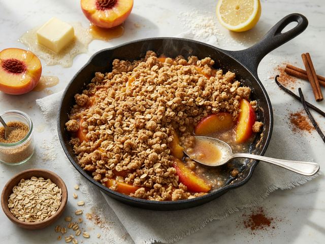 Brown-Butter Peach Skillet Crisp with Oat Streusel