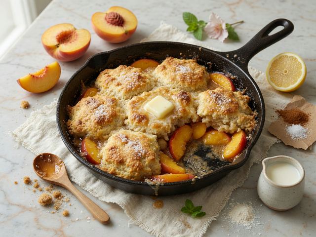 Brown-Butter Skillet Peach Cobbler