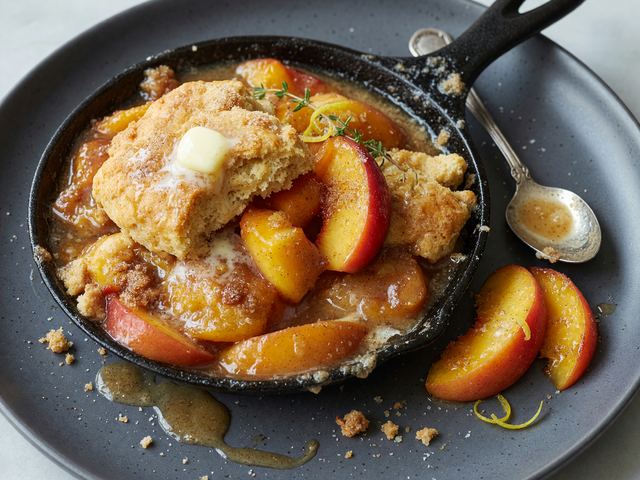 Brown-Butter Skillet Peach Cobbler