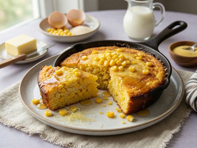 Brown-Butter Sweet Corn Skillet Cake with Honey Glaze
