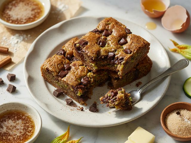 Brown-Butter Zucchini Blondies with Chocolate Chunks