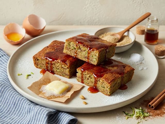 Brown-Butter Zucchini Blondies with Hot-Honey Glaze