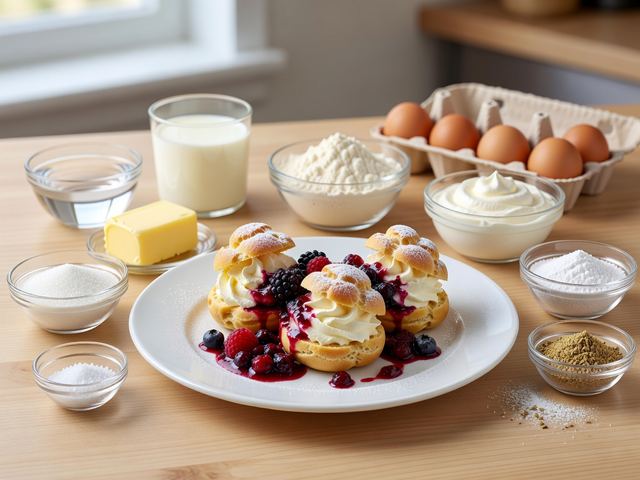 Cardamom Cream Puffs with Berry Compote