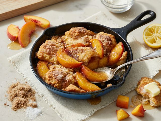 Cast-Iron Brown-Butter Peach Cobbler