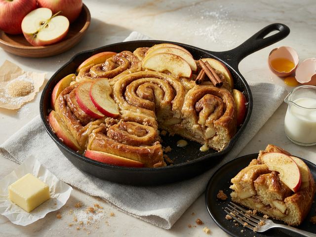 Cast-Iron Honeycrisp Apple Cinnamon Roll Cake