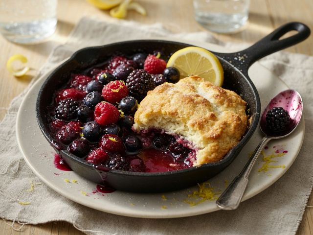 Cast-Iron Mixed Berry Cobbler Skillet