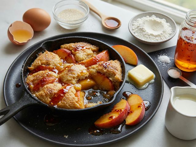 Cast-Iron Peach Hot-Honey Buckle