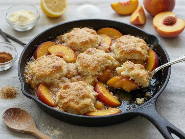 Cast-Iron Skillet Peach Cobbler with Buttermilk Biscuit Top