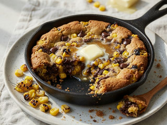 Charred Sweet Corn Brown-Butter Skillet Cookie