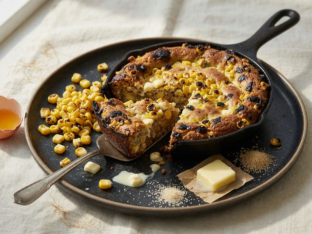 Charred Sweet-Corn Skillet Blondies with White Chocolate
