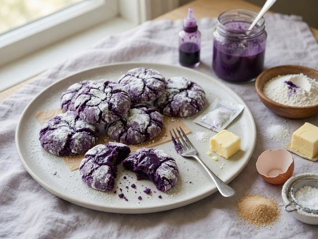 Chewy Ube Crinkle Cookies