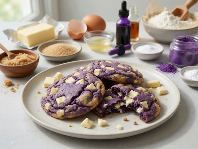 Chewy Ube White Chocolate Cookies