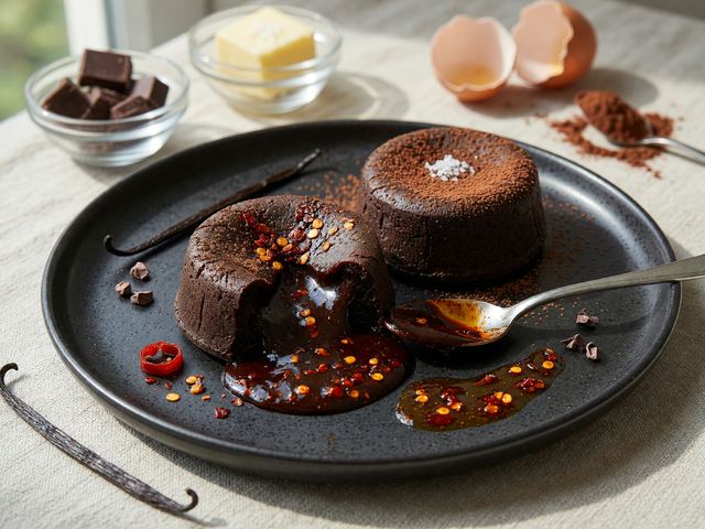 Chili-Crisp Dark Chocolate Lava Cakes