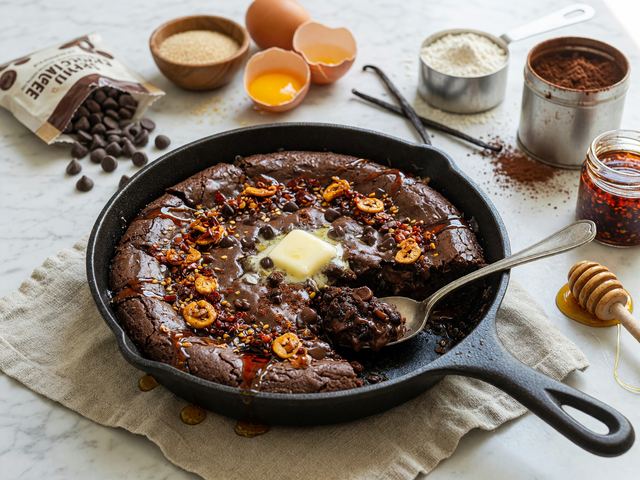 Chili-Crisp Hot Honey Brownie Skillet