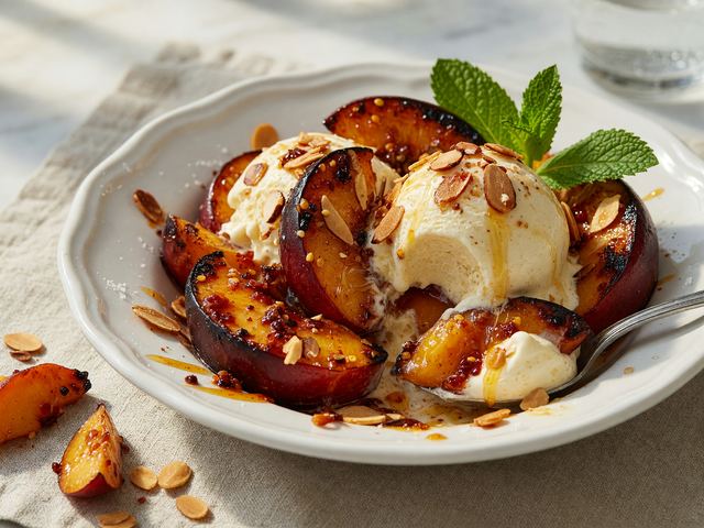 Chili-Honey Charred Nectarine Sundaes