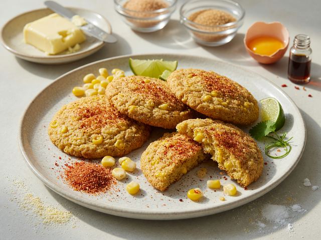 Chili-Lime Elote Cornmeal Cookies with Tajín Sugar
