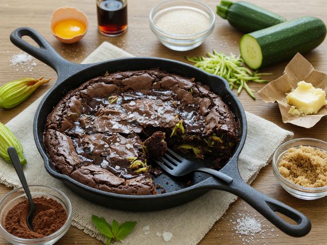 Double-Chocolate Zucchini Skillet Brownie