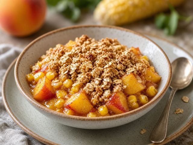 Fresh Corn & Peach Crisp