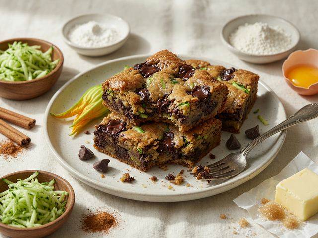 Garden Zucchini Chocolate Chunk Blondies