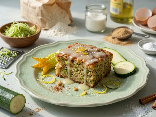 Garden Zucchini Snack Cake with Lemon Glaze