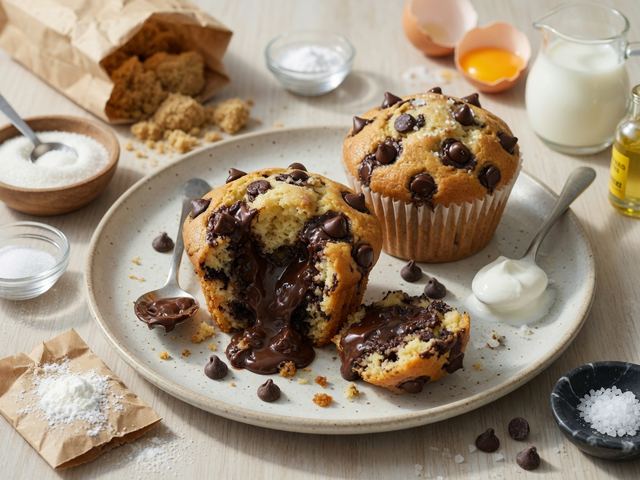 Gooey-Center Bakery Chocolate Chip Muffins