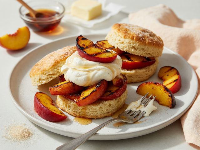 Grilled Nectarine Shortcakes with Maple Whipped Cream