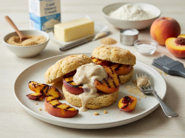 Grilled Peach Shortcakes with Brown-Sugar Cream