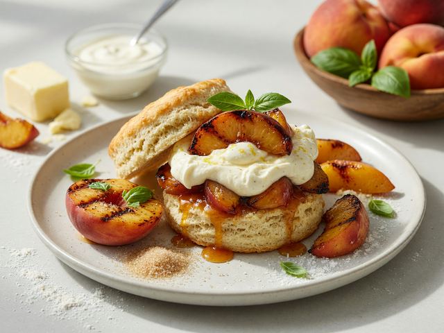 Grilled Peach Shortcakes with Mascarpone Cream