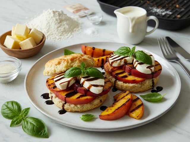 Grilled Stone-Fruit Caprese Shortcakes