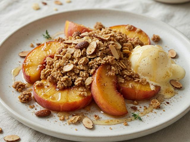 honey-roasted peach and almond crisp