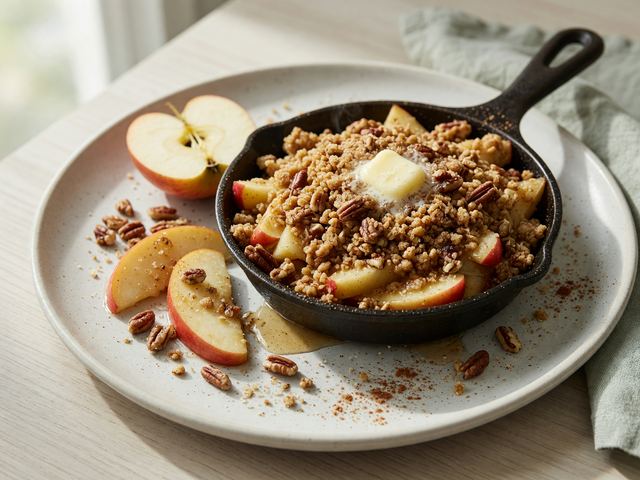Honeycrisp Stovetop Skillet Crisp with Oat-Pecan Streusel