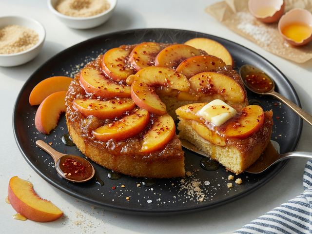 Hot-Honey Peach Upside-Down Skillet Cake