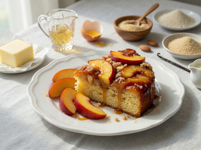 Italian Amaretto Nectarine Upside-Down Cake