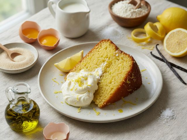 Lemon Olive Oil Cake with Whipped Mascarpone