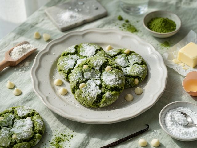 Matcha White-Chocolate Crinkle Cookies