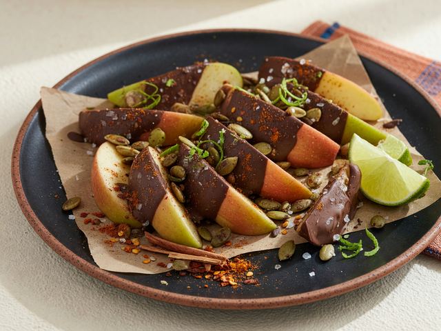 Mexican Chili-Chocolate Dipped Apple Wedges